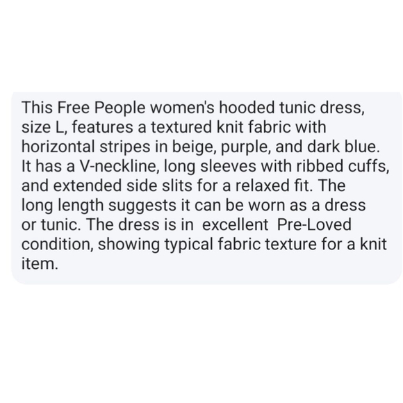 Free People Beach Baby V-neck Hooded Pullover Side Slits Dress Tunic Hoodie L - Picture 13 of 13